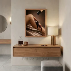 chocolate wax application framed poster displayed in high-end spa beauty reception area