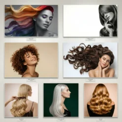Hair salon wall art and salon branding bundle with diverse beauty images/photos-instant download