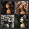 Hair salon wallpaper bundle featuring 20+ printable ultra-HD floral portrait designs for salon interiors — instant digital download from bruzzen.com