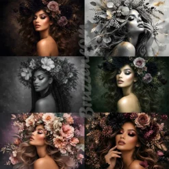 Floral woman, 8k wallpaper bundle for hair salon