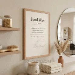 angled view of hard wax definition framed poster showing 0.75 inch ayous wood frame depth