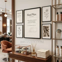 hard wax definition framed poster styled in curated gallery wall in bright wax studio
