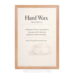 close-up of hard wax definition poster showing serif typography detail and acrylite frame