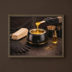 close-up of archival giclée canvas print showing golden wax detail and pine frame edge