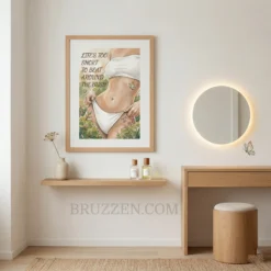 watercolour waxing humour framed poster displayed in eclectic beauty salon reception area