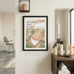 funny waxing quote framed poster hanging on wall in bold modern waxing studio treatment room