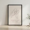 smooth skin club line art framed poster with terracotta legs illustration on cream background