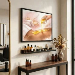 angled view of sugaring studio watercolour framed canvas showing 1.25 inch frame depth