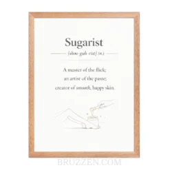 close-up of sugarist definition poster showing gold accent dividers and sugaring line illustration