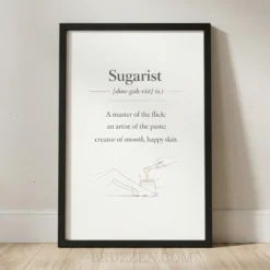 sugarist funny dictionary definition framed poster with serif typography on cream background