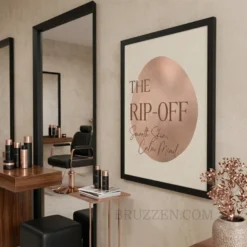 angled view of the rip-off smooth skin calm mind framed poster showing 0.75 inch frame depth