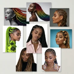 Walk-in African hair braiding wall art bundle for beauty studio
