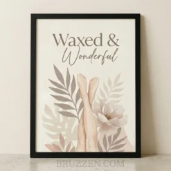 waxed and wonderful botanical framed poster with smooth legs and watercolour florals on ivory