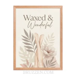 close-up of waxed and wonderful poster showing watercolour peony detail and ayous frame edge