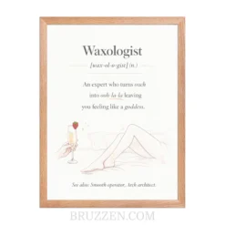 close-up of waxologist definition poster showing italic typography and champagne illustration