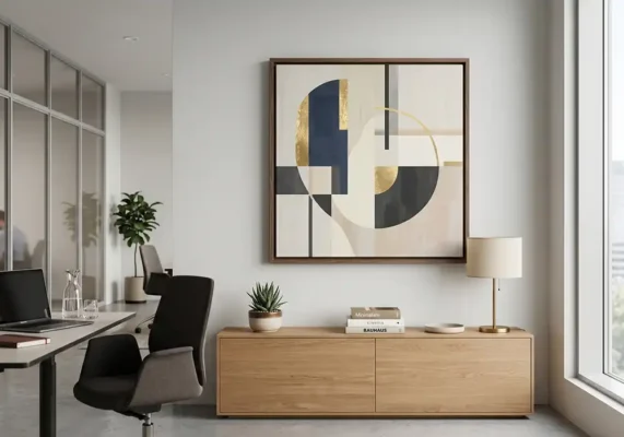 Professional office wall decor ideas, art-size, placement recommendations