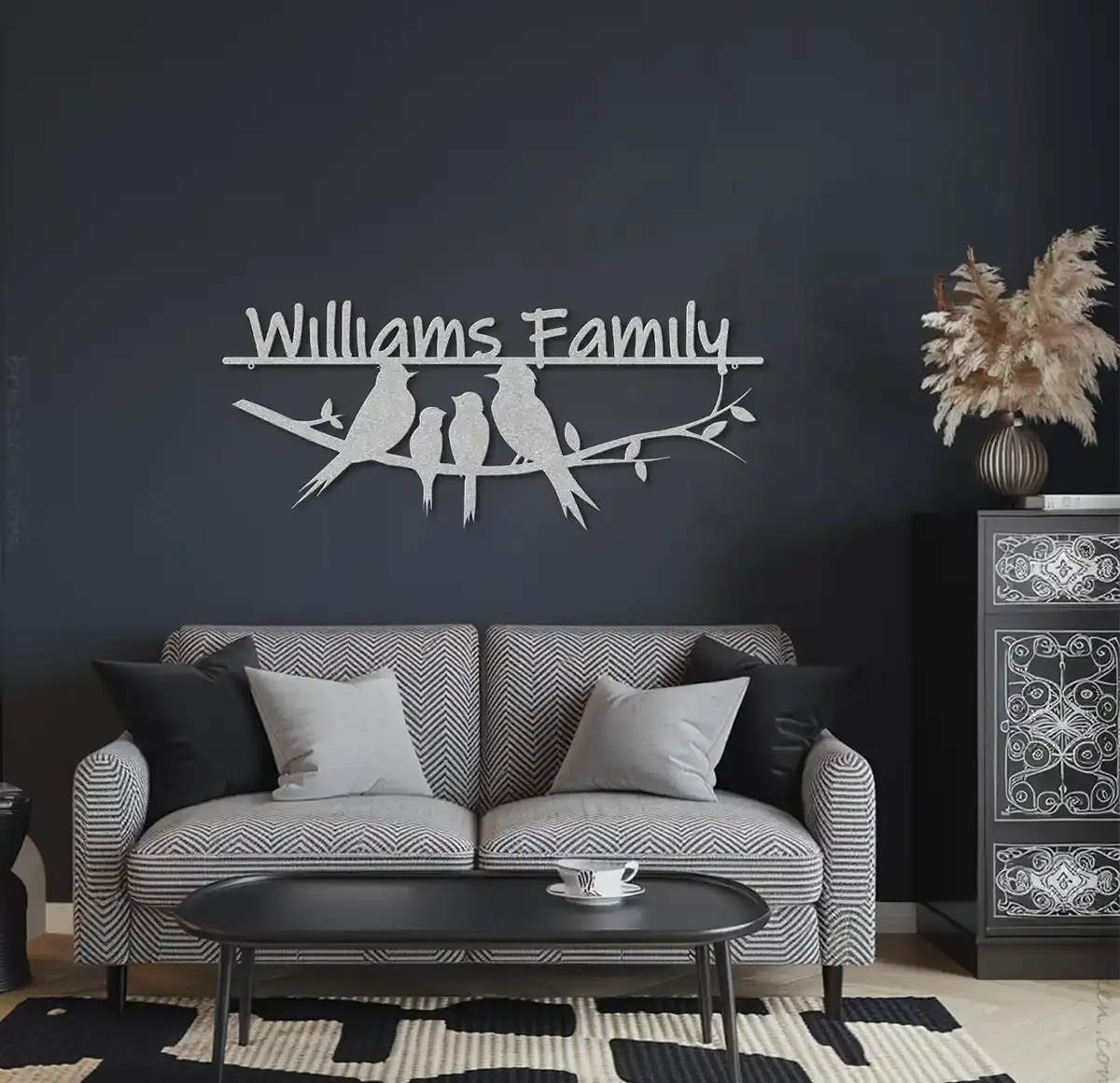 Custom family name metal sign — personalized steel cutout by Bruzzen