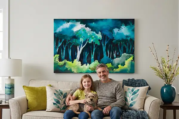 Bruzzen canvas print in a living room