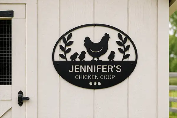 Custom Bruzzen sign chicken coop