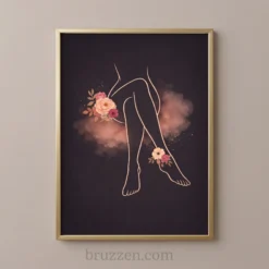 feminine floral line art digital print wall art decor