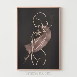 female line art printable art plain background wall print decor