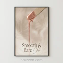 Smooth and Bare Club wax drip print with rose gold wax stick on botanical beige background