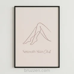 Smooth Skin Club blush pink line art print with continuous leg silhouette drawing