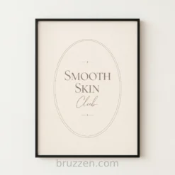Smooth Skin Club typography print with oval frame on cream textured background
