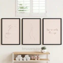 wax studio line art prints white wall decor 3 set