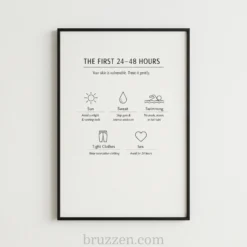 Waxing first 24-48 hours print with black frames wall decor