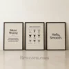 Three-piece bikini waxing salon wall art set with minimalist typography