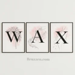Close-up of botanical line details inside the WAX letter artwork