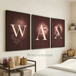 WAX printable art displayed on a waxing salon wall