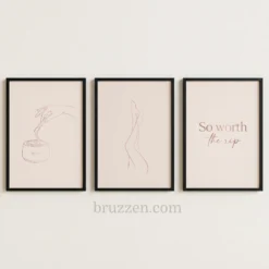 waxing salon wall art set line art printable 3 set decor