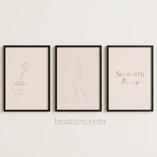 waxing salon wall art set line art printable 3 set decor