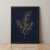 Gold barber scissors and botanical branch framed poster in black frame, barbershop wall art