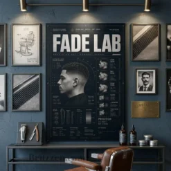 FADE LAB typography metal print styled on technical editorial gallery wall
