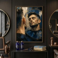 impressionist barbershop canvas styled in contemplative styling station