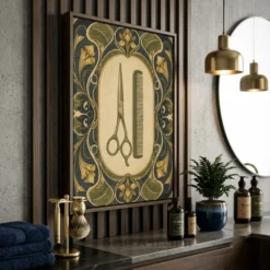 side profile of Art Nouveau framed canvas showing 1.25-inch pine frame depth