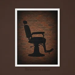 close-up of barber chair brick canvas showing mortar line texture and pine frame finish