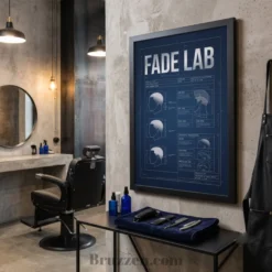 side profile of Fade Zone Blueprint Reference framed poster showing 0.75 inch Ayous wood frame depth