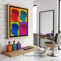 side profile of pop art male silhouette framed poster showing 0.75 inch Ayous wood frame depth