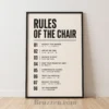 rules of the chair typography framed poster minimalist barbershop etiquette list black on cream