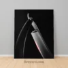 black and white straight razor glossy metal print barbershop wall art diagonal blade on black background