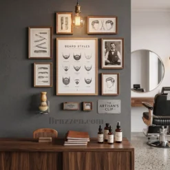 beard styles reference chart poster anchoring vintage editorial barbershop gallery wall