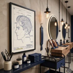 side profile of Fibonacci spiral blueprint framed poster showing frame depth