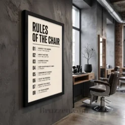 side profile of rules of the chair framed poster showing frame depth
