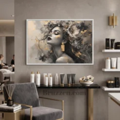 Golden Bloom Beauty Portrait Canvas Print