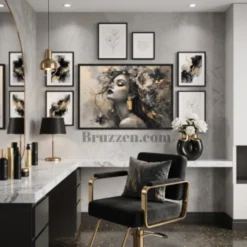 Spa Salon Glam Canvas Wall Art Gold Gray