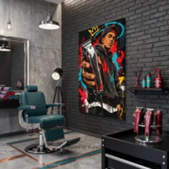 side profile of street-art barber wrapped canvas showing 1.25-inch stretcher bar depth